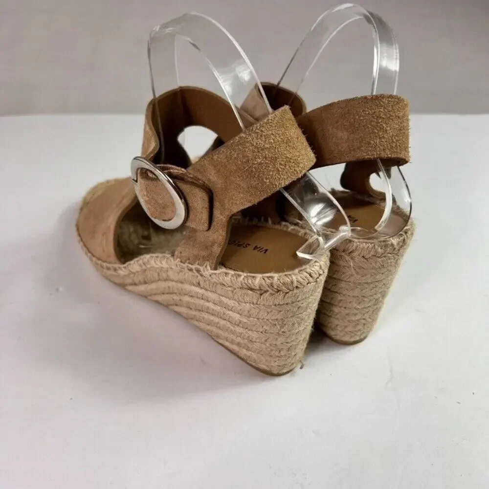 Via Spiga Sandals Sandals 9 M Nolan Espadrille Wedge Desert Suede Leather Buckle